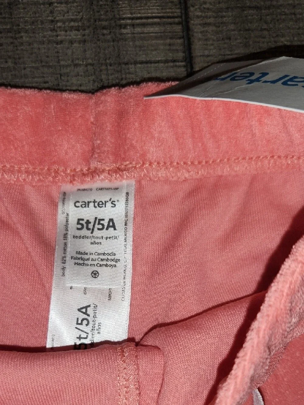 NWT CARTER'S Girls Pink Terry Cloth Shorts with Drawstring